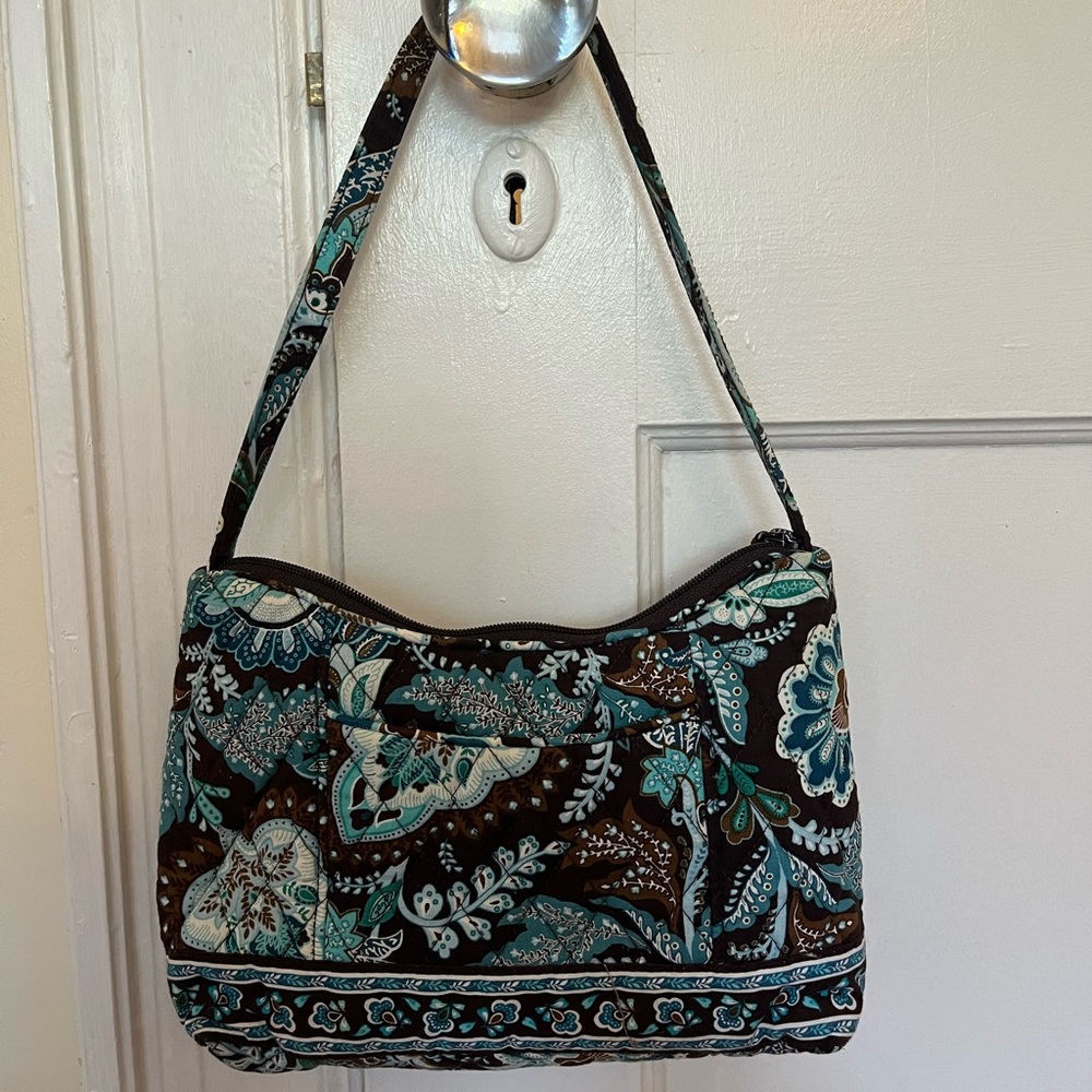 Vera Bradley brown/turquoise/light blue small shoulder bag
